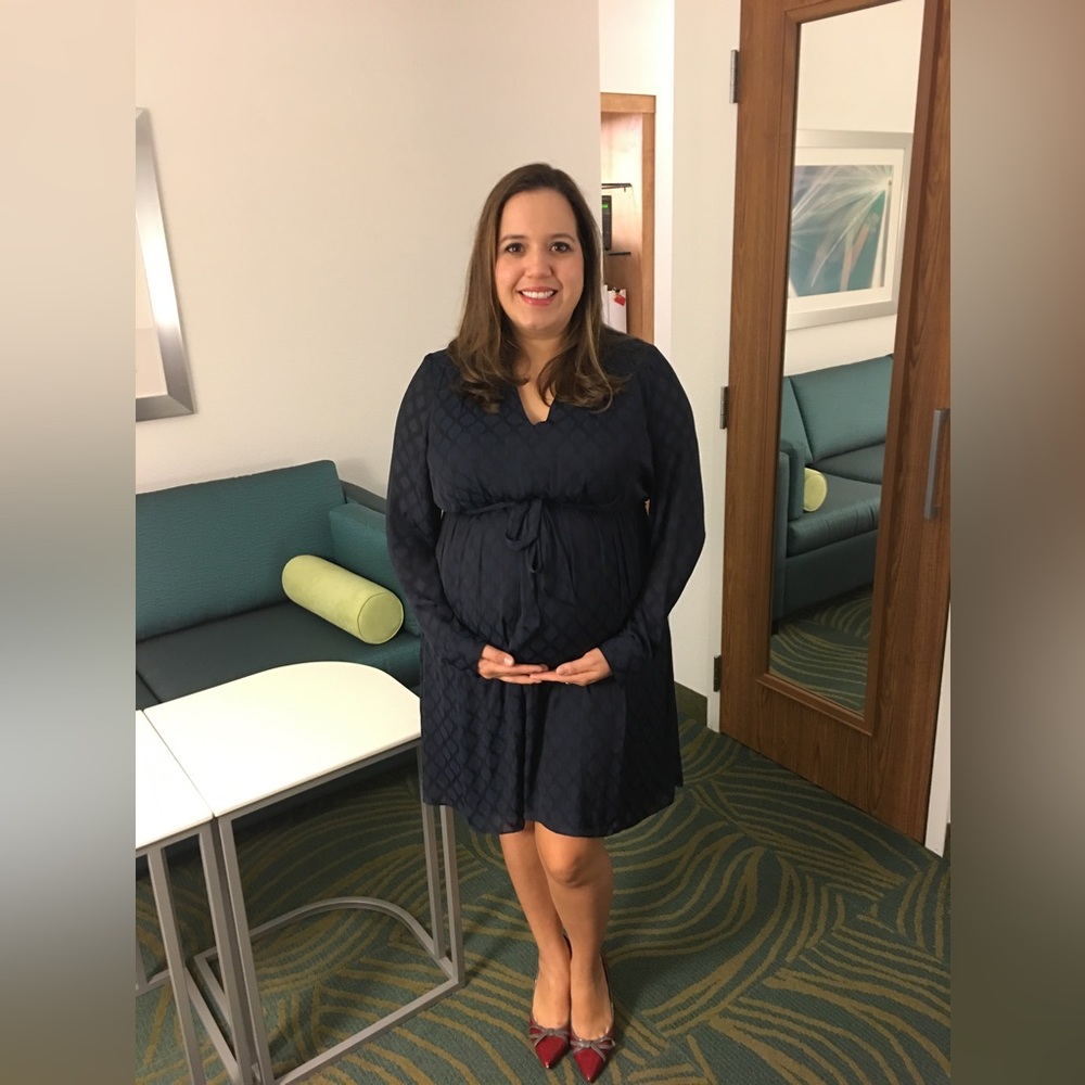Motherhood maternity Navy Blue Dress Size Large L Long Sleeve Like New